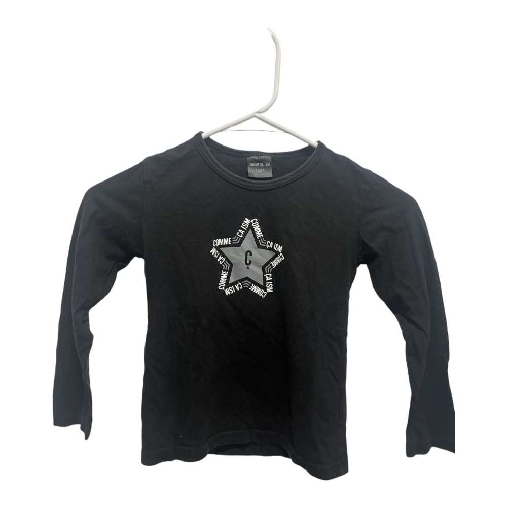 Kids Comme Ca Ism (5T/120cm) long sleeve black tshirt with fun design!